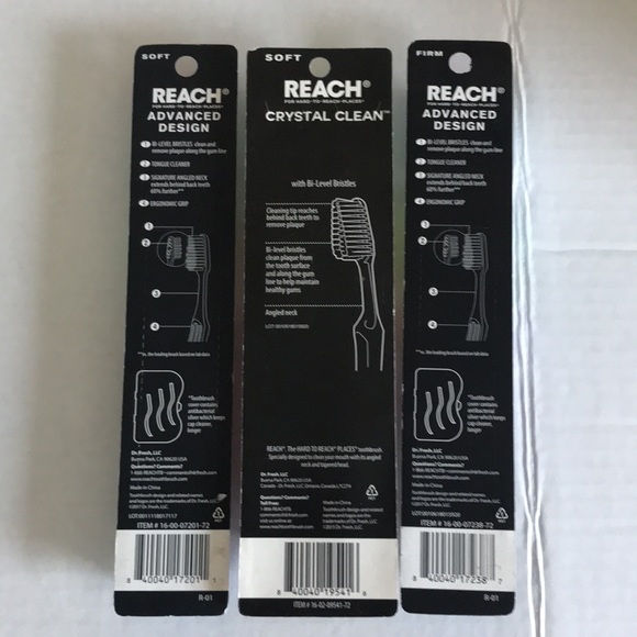 Bundle of Assorted Reach Toothbrushes, 3 soft & 1 firm - Picture 2 of 2
